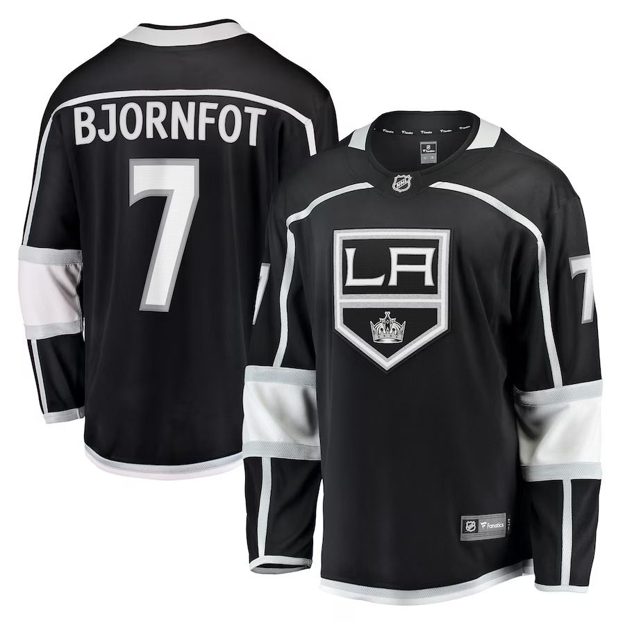 Men Los Angeles Kings 7 Tobias Bjornfot Fanatics Branded Black Home Breakaway Player NHL Jersey